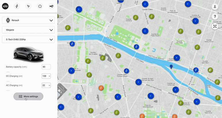 Screenshot of the ev-Move navigation experience